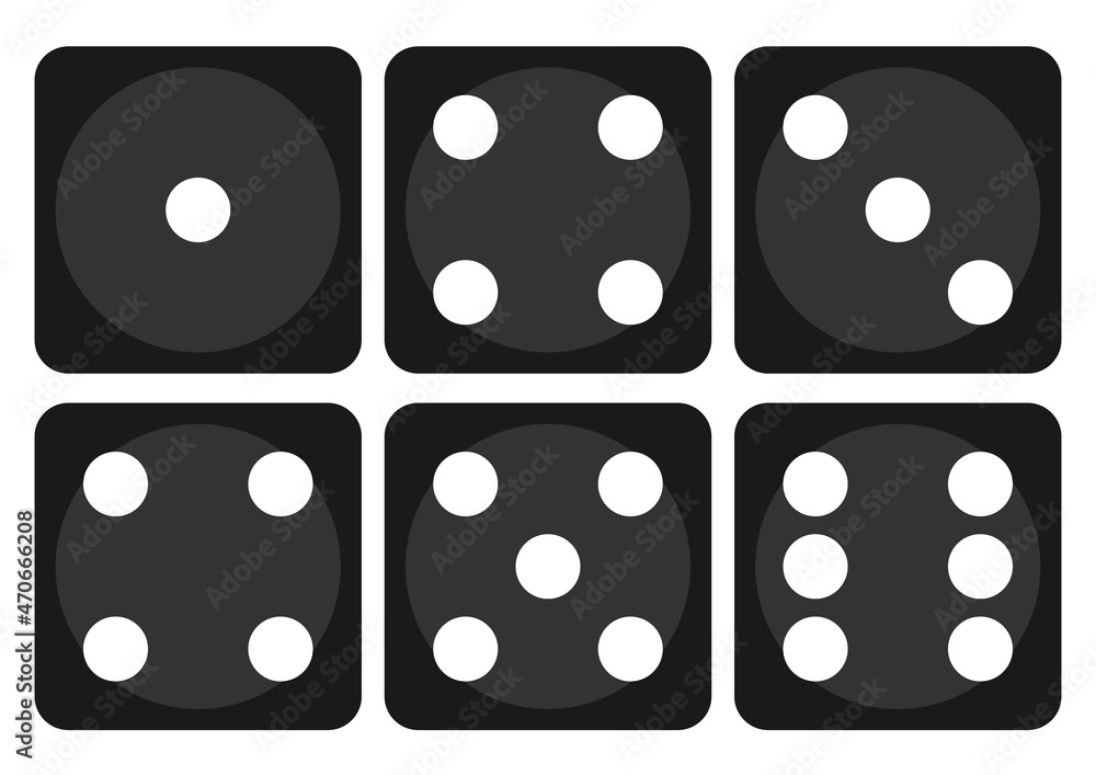 Dice icon. Craps. Six dice set. Vector illustration Dice icon. Craps. Six dice set. Vector illustration