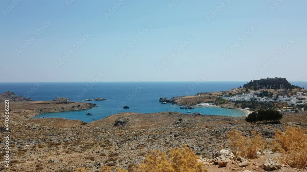 View over bay of Lindos in Greece View over bay of Lindos in Greece