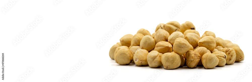 Hazelnut kernel isolated on white background. Snack fresh Peeled hazelnuts. close up. Empty space for text. Copy space Hazelnut kernel isolated on white background. Snack fresh Peeled hazelnuts. close up. Empty space for text. Copy space