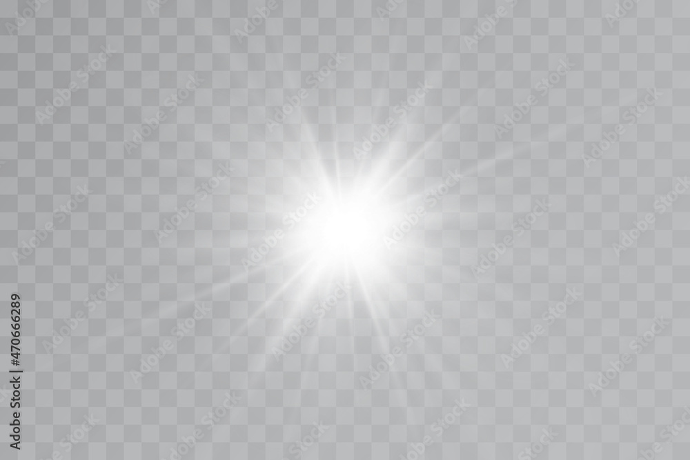Glow effect. Star sparkles on a transparent background. Vector illustration. the sun Glow effect. Star sparkles on a transparent background. Vector illustration. the sun