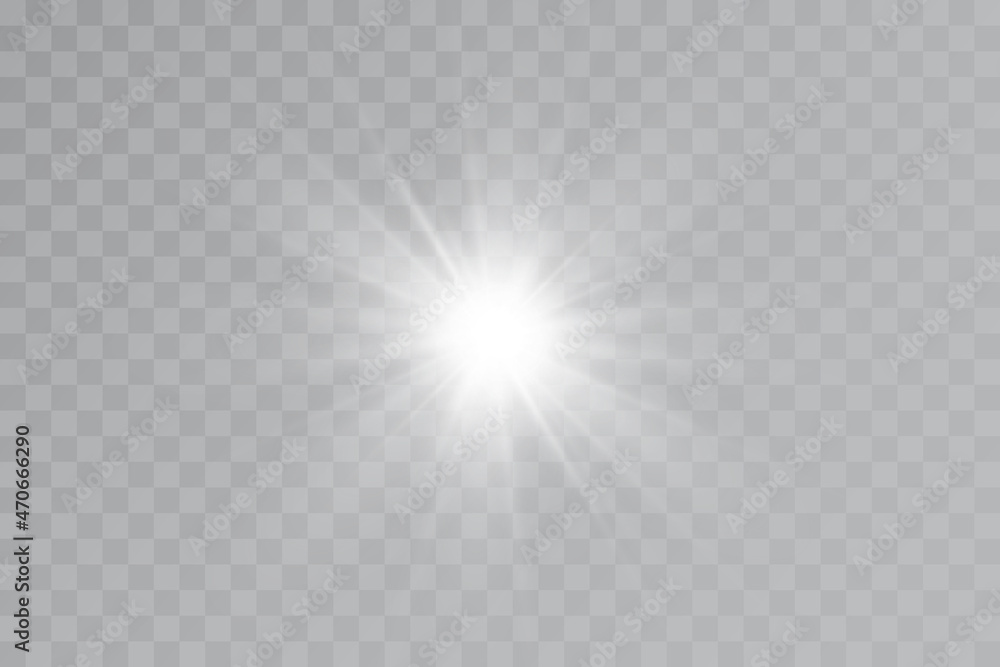 Glow effect. Star sparkles on a transparent background. Vector illustration. the sun Glow effect. Star sparkles on a transparent background. Vector illustration. the sun