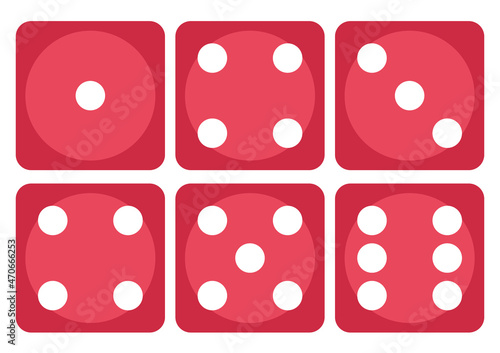 Dice icon. Craps. Six dice set. Vector illustration