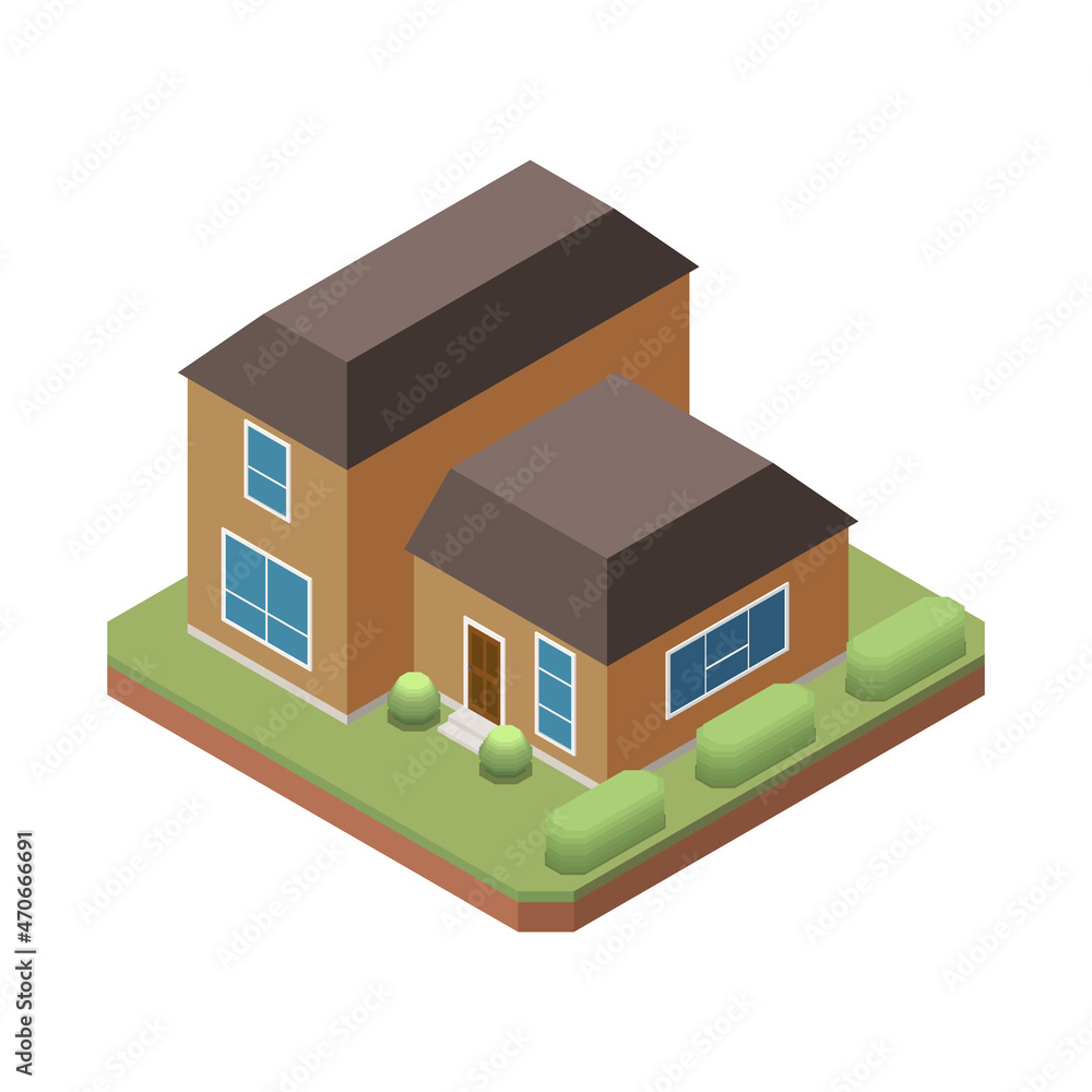 Suburban House Isometric Composition Suburban House Isometric Composition
