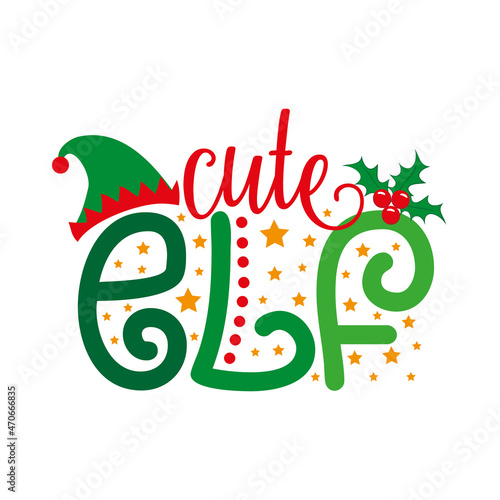 Cute ELF - Elf hat and misletoe. Good for baby clothes, greeting card, psoter, label and other gifts design.