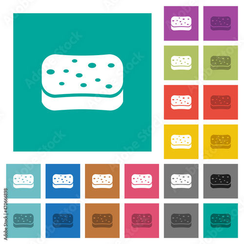 Dishwashing sponge square flat multi colored icons
