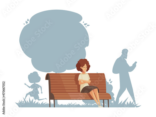 Lonely On Bench Composition
