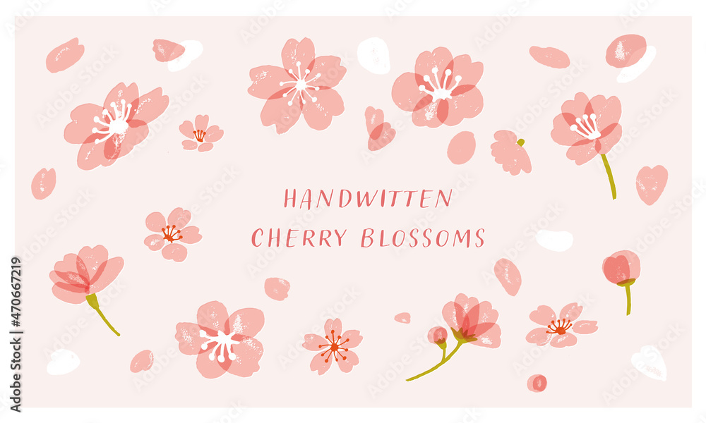 桜の花びら・手描き風の春の素材