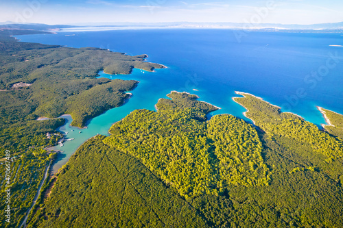 Punta Kriza coastline on Cres island aerial view