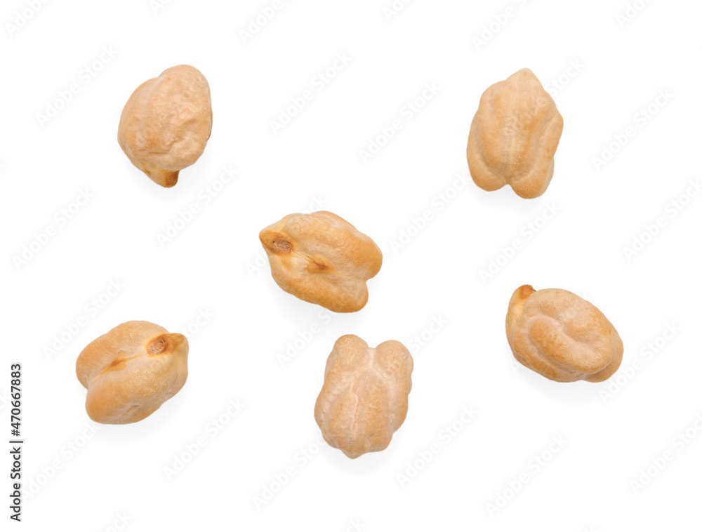 Chickpea beans isolated on white background. Top view. Chickpea beans isolated on white background. Top view.
