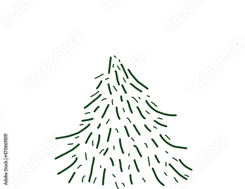 Simple hand drawn fir tree illustration isolated on white background. Christmas tree. © Artemisia_Absinthium