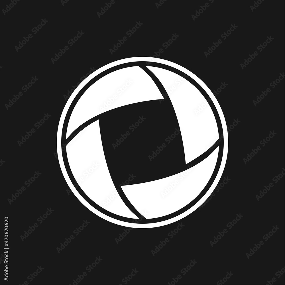 Vector symbol lens for focus. Camera shutter icon, lens diaphragm silhouette, photo optics lenses aperture. Vector symbol lens for focus. Camera shutter icon, lens diaphragm silhouette, photo optics lenses aperture.