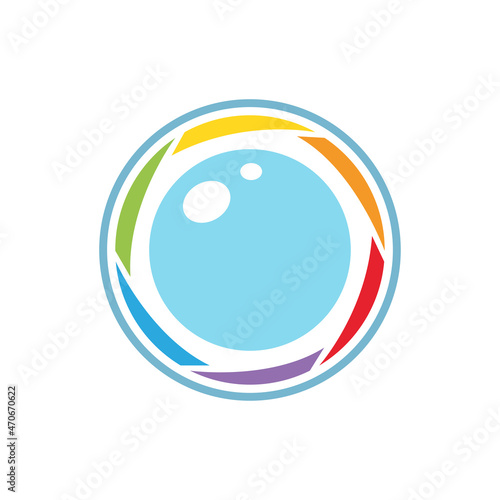 Vector symbol lens for focus. Camera shutter icon, lens diaphragm silhouette, photo optics lenses aperture.