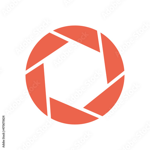 Vector symbol lens for focus. Camera shutter icon, lens diaphragm silhouette, photo optics lenses aperture.