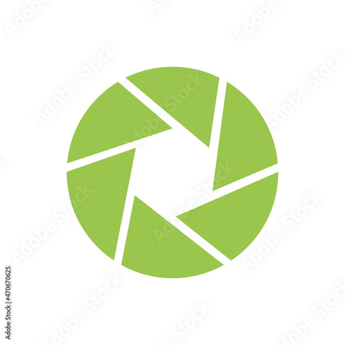 Vector symbol lens for focus. Camera shutter icon, lens diaphragm silhouette, photo optics lenses aperture.