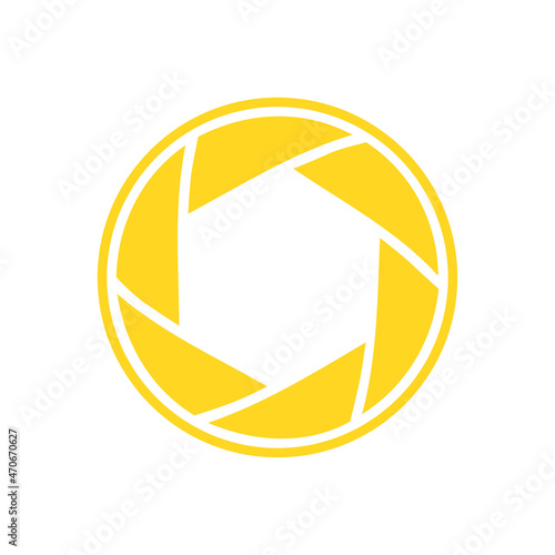 Vector symbol lens for focus. Camera shutter icon, lens diaphragm silhouette, photo optics lenses aperture.