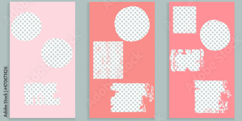 Social media editable covers with grunge design  . Contemporary style . Post frame stories templates. Layout for promotion .Media banner .Vector