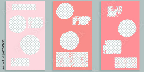 Social media editable covers with grunge design  . Contemporary style . Post frame stories templates. Layout for promotion .Media banner .Vector