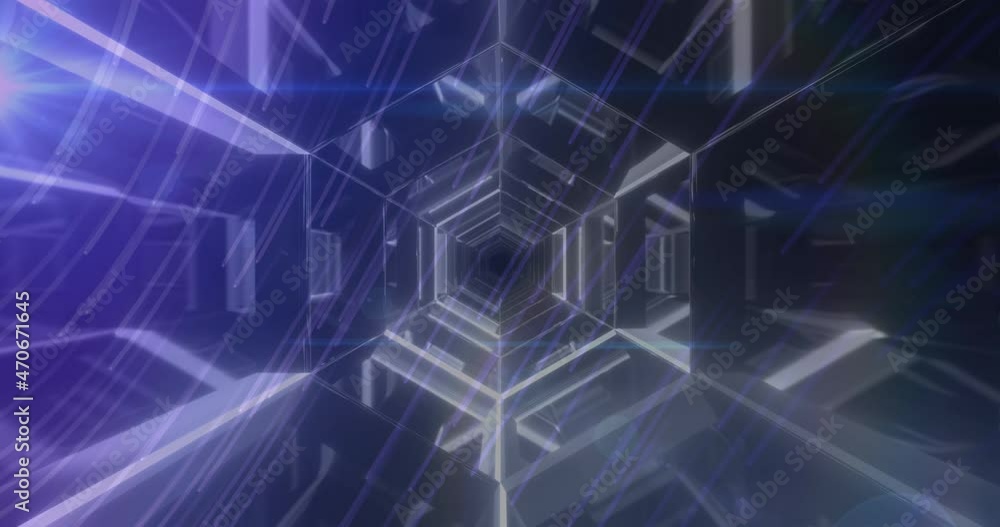 Animation of light trails over digital tunnel