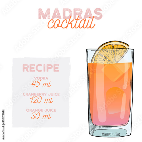 Madras Cocktail Illustration Recipe Drink with Ingredients
