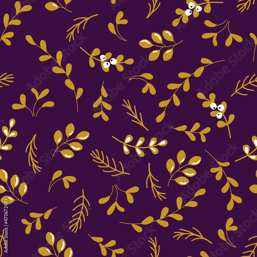 Seamless pattern with Christmas twigs. Design for fabric, textile, wallpaper, packaging, wrapping paper. 