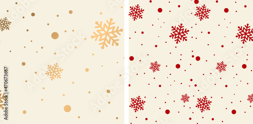 Christmas Snowflake Pattern In Red And Gold Color