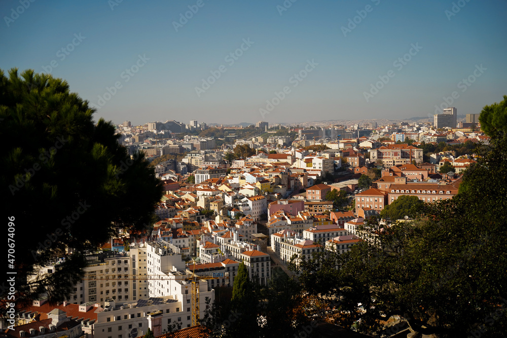 View from Castelo de S. Jorge in Lisbon on a sunny day in autumn 