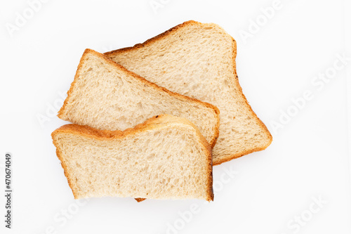 Bread slice isolated on white background.