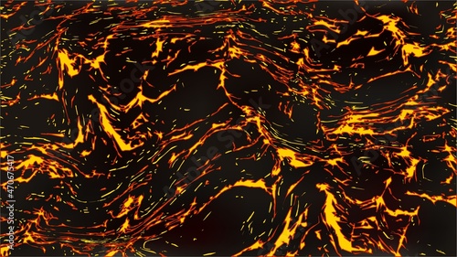 Red yellow texture of molten lava. Vector.