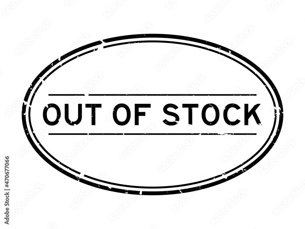 Grunge black out of stock word oval rubber seal stamp on white background Grunge black out of stock word oval rubber seal stamp on white background