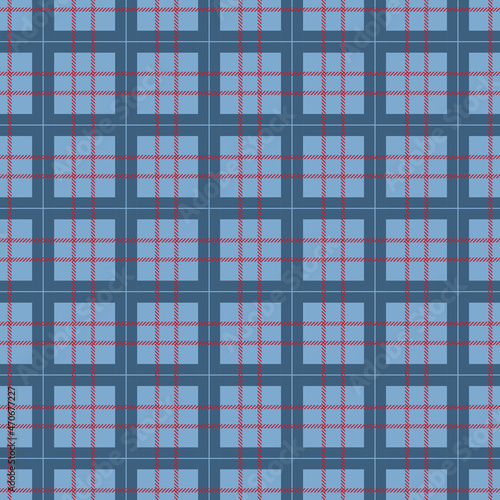Colorful seamless textile pattern - geometric vintage design. Vector checkered background. Trendy blue striped texture