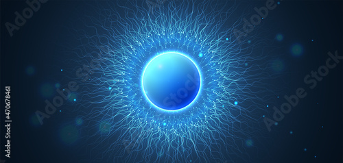Sperm swim to ovum cell. Sperm and egg cell. Sperm approaching egg cell. Laboratory science concept. Vector illustration.