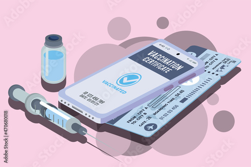 smartphone and vaccine syringe