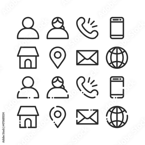 Line icons set for bussines card