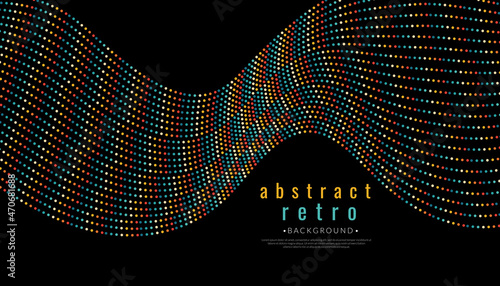 Retro dot color line background abstract. Vintage 70s polka dots colorful rainbow. Vector illustration. 1970s colors wallpaper.