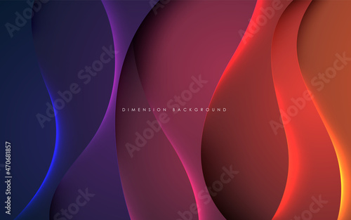 Dynamic wavy dimension background with colorful light and shadow effect photo