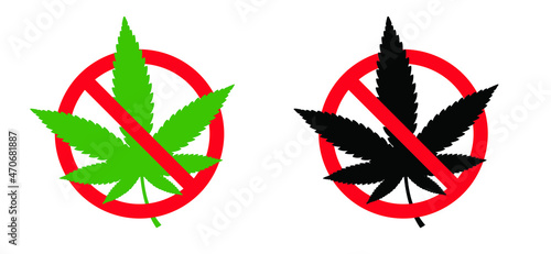 No drugs. No medical marijuana leave sign Leaves plant. Plants joints pictogram Hemp cannabis capsule. Marihuana joint. Leaf CBD oil Illegal. Prohibition no smoking Forbidden weed. No drug, free zone.