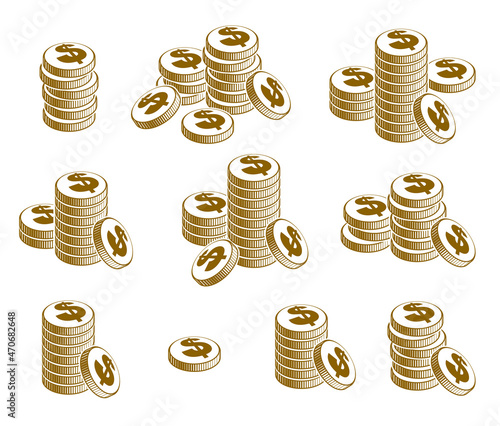Coin stack cash money or ca...
