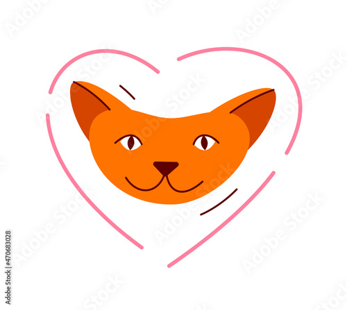 Cute cat face vector illust...