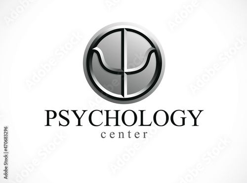 Psychology vector logo or icon with ancient Greek Psi symbol.