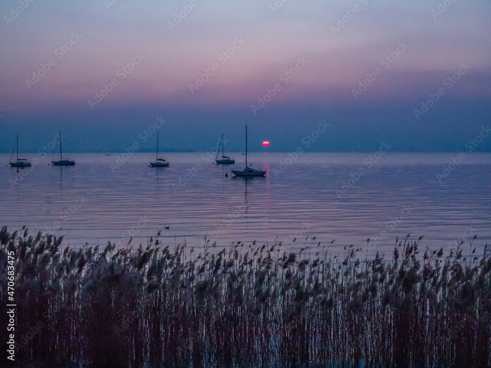Garda lake at sunset-Italy