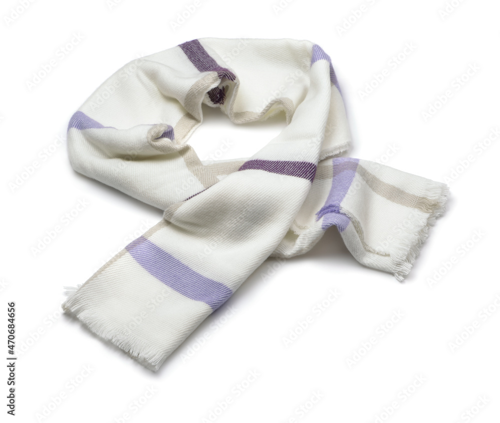 Soft white plaid wool scarf
