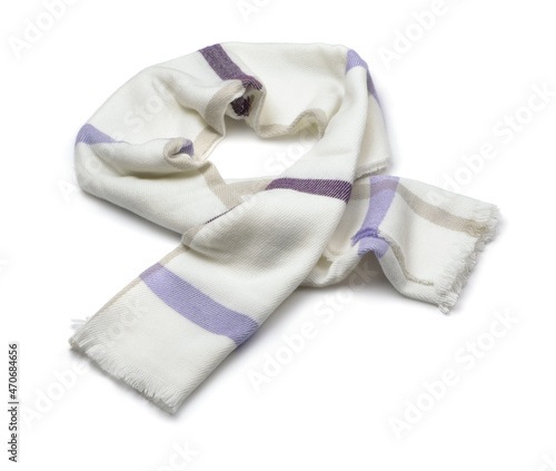 Soft white plaid wool scarf