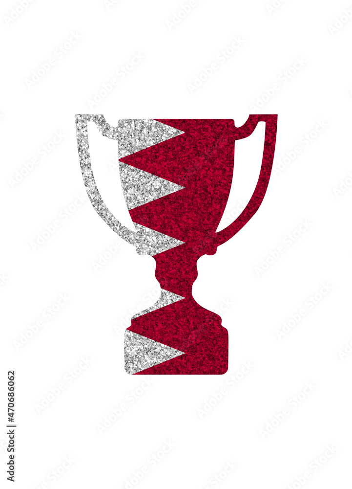 Winner cup silhouette in colors of national flag. Bahrain