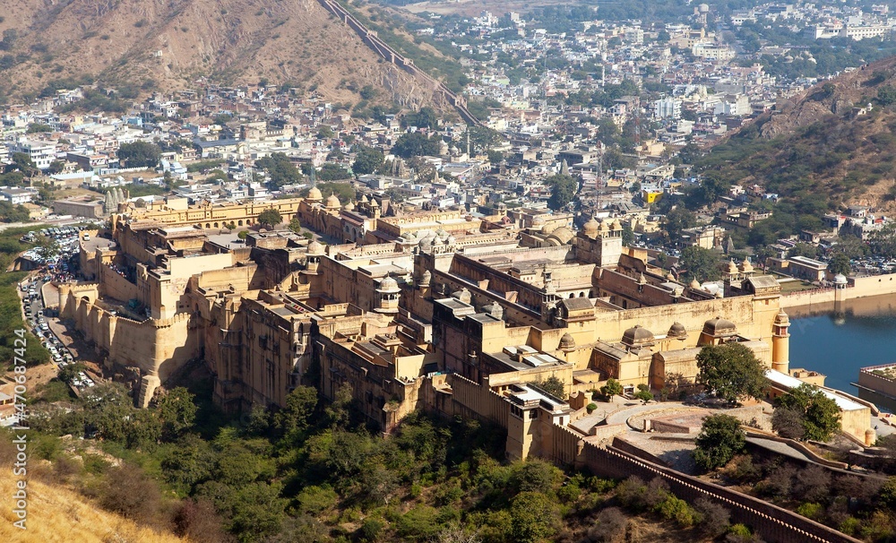 Fototapeta premium Amber fort and palace near Jaipur town Rajasthan India