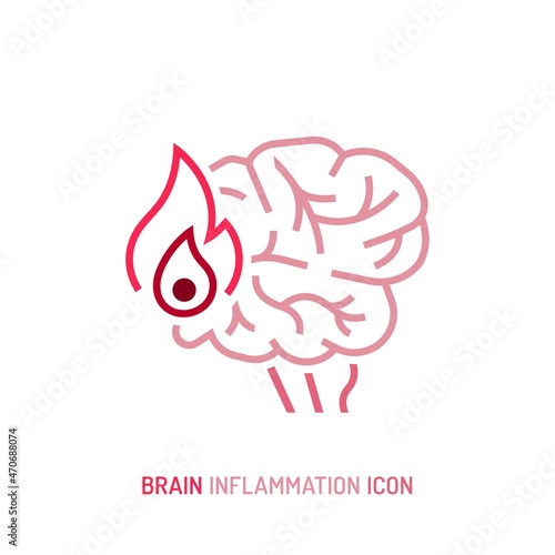 Modern icon, sign, pictogram in outline style. Human mind, brain, thinking symbol.