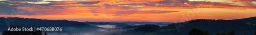 Morning panoramic sunset view from zdarske vrchy