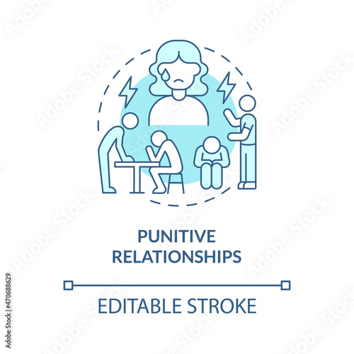 Punitive partner concept icon. Physical and mental abuse. Unreasonable punishment abstract idea thin line illustration. Unreasonable punishment. Vector isolated outline color drawing. Editable stroke