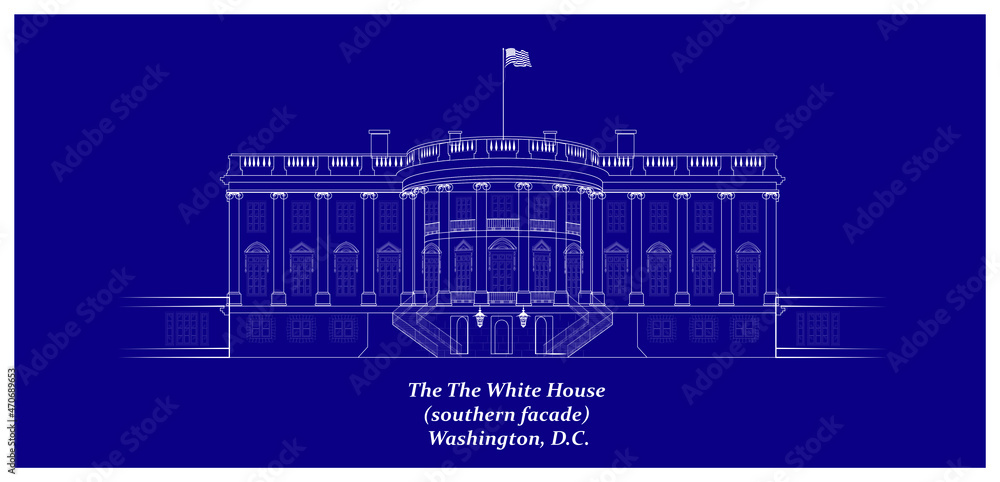 White House - detailed vector illustration