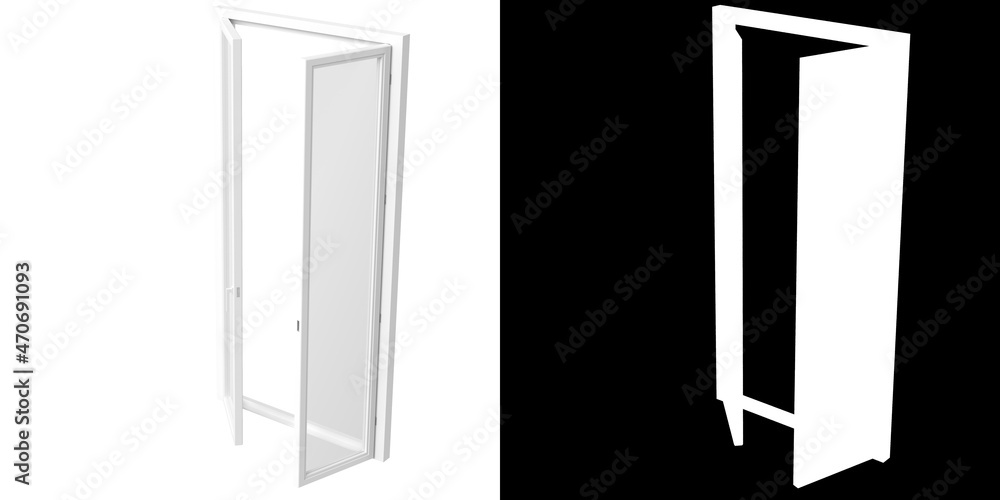 3D rendering illustration of a 2-panels French window door 3D rendering illustration of a 2-panels French window door