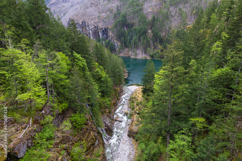 Fototapeta Naklejka Na Ścianę i Meble -  Gorge Creek at Gorge overlook Trail at North Cascades National Park in Washington State during Spring.